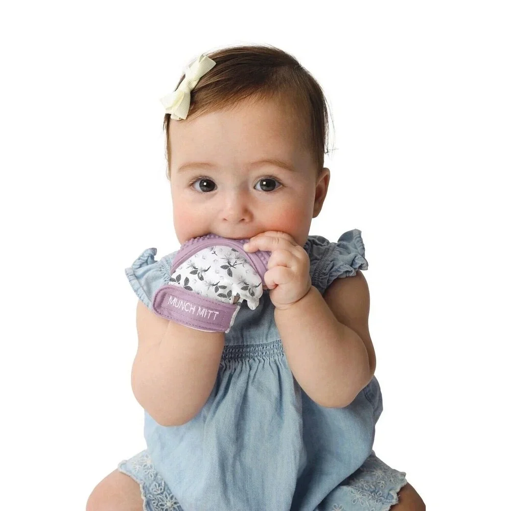 Malarkey Kids‎ Munch Mitt Violet Floral Pattern Purple Crinkle Teething Mitt
